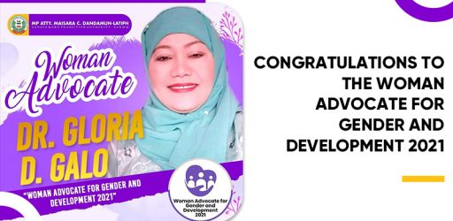 CONGRATULATIONS TO THE WOMAN ADVOCATE FOR GENDER AND DEVELOPMENT 2021!