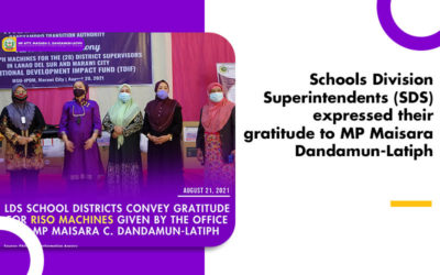 Schools Division Superintendents (SDS) expressed their gratitude to MP Maisara Dandamun-Latiph 