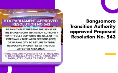 Bangsamoro Transition Authority approved Proposed Resolution No. 543