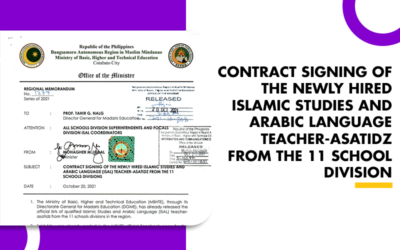 Contract Signing Of The Newly Hired Islamic Studies And Arabic Language Teacher-Asatidz From The 11 School Division