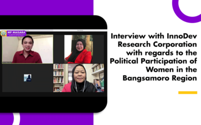 Interview with InnoDev Research Corporation with regards to the Political Participation of Women in the Bangsamoro Region