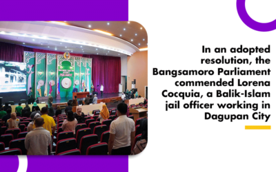 The Bangsamoro Parliament commended Lorena Cocquia, a Balik-Islam jail officer working in Dagupan City