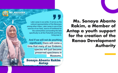 Ms. Sonaya Abanto Rakim, a Member of Antap a youth support for the creation of the Ranao Development Authority