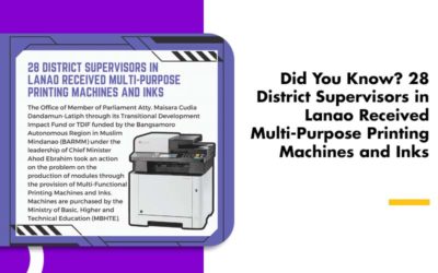 28 District Supervisors in Lanao Received Multi-Purpose Printing Machines and Inks