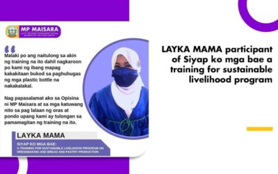 LAYKA MAMA participant of Siyap ko mga bae a training for sustainable livelihood program