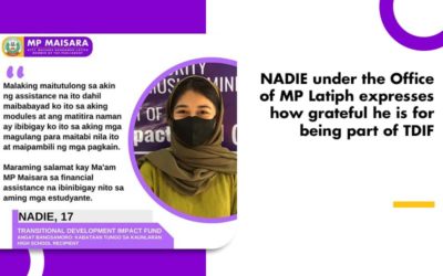 NADIE under the Office of MP Latiph expresses how grateful he is for being part of TDIF