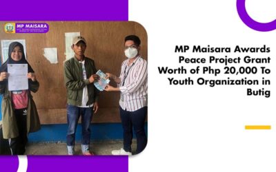 MP Maisara Awards Peace Project Grant Worth of Php 20,000 To Youth Organization in Butig