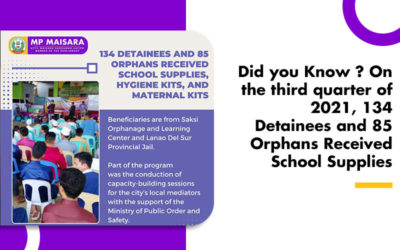 Did you Know ? On the third quarter of 2021, 134 Detainees and 85 Orphans Received School Supplies