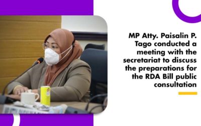 MP Atty. Paisalin P. Tago conducted a meeting with the secretariat to discuss the preparations for the RDA Bill public consultation