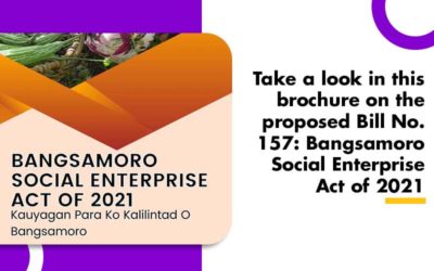 Take a look in this brochure on the proposed Bill No. 157: Bangsamoro Social Enterprise Act of 2021