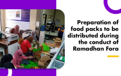 Preparation of food packs to be distributed during the conduct of Ramadhan Fora for Muslim Women