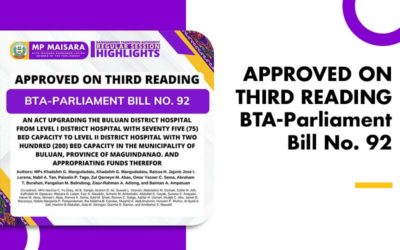 APPROVED ON THIRD READING BTA-Parliament Bill No. 92