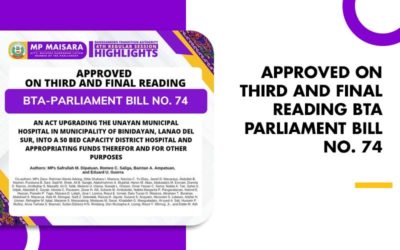 APPROVED ON THIRD AND FINAL READING BTA PARLIAMENT BILL NO. 74