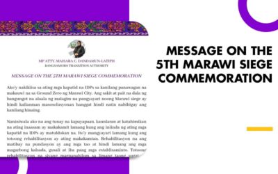 MESSAGE ON THE 5TH MARAWI SIEGE COMMEMORATION