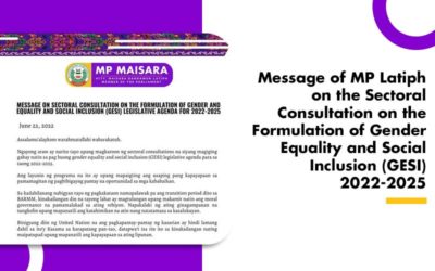 Message of MP Latiph on the Sectoral Consultation on the Formulation of Gender Equality and Social Inclusion (GESI) 2022-2025