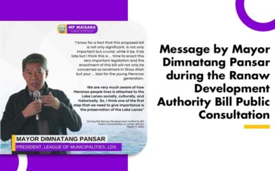 Message by Mayor Dimnatang Pansar during the Ranaw Development Authority Bill Public Consultation