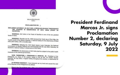 President Ferdinand Marcos Jr. signs Proclamation Number 2, declaring Saturday, 9 July 2022