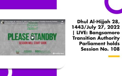 Watch Bangsamoro Transition Authority Parliament holds Session No. 108 (Resumption) of its fourth regular session.