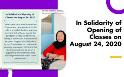 In Solidarity of Opening of Classes on August 24, 2020