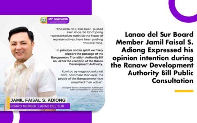 Lanao del Sur Board Member Jamil Faisal S. Adiong Expressed his opinion intention during the Ranaw Development Authority Bill Public Consultation