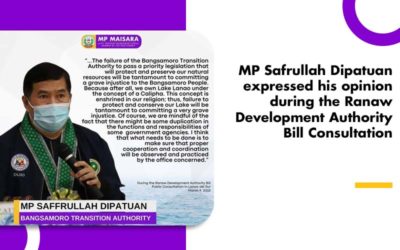 MP Safrullah Dipatuan expressed his opinion during the Ranaw Development Authority Bill Consultation