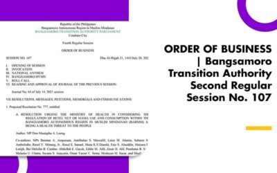 ORDER OF BUSINESS Bangsamoro Transition Authority Second Regular Session No. 107