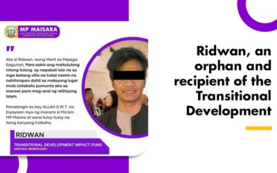 Ridwan, an orphan and recipient of the Transitional Development Impact Fund (TDIF)